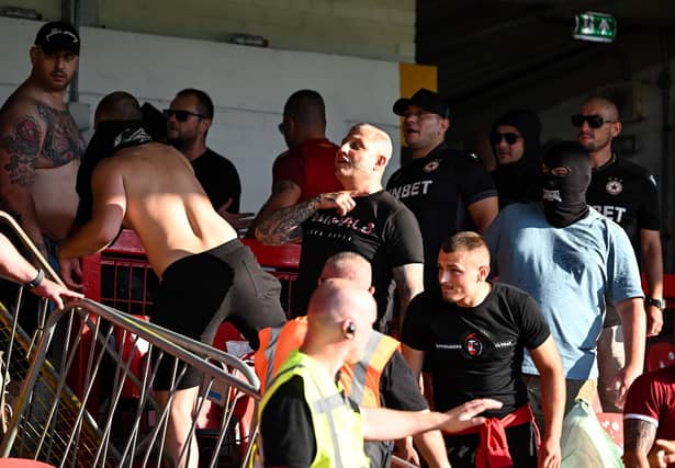 CSKA Sofia supporters during the UEFA Europa League First Qualifying Round 2nd Leg match between Derry City and CSKA Sofia at The Ryan McBride Brandywell Stadium in Derry. Photo by Stephen McCarthy/Sportsfile