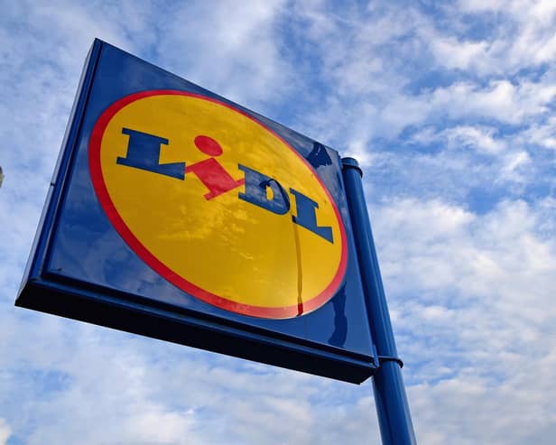 A general view of a Lidl supermarket sign