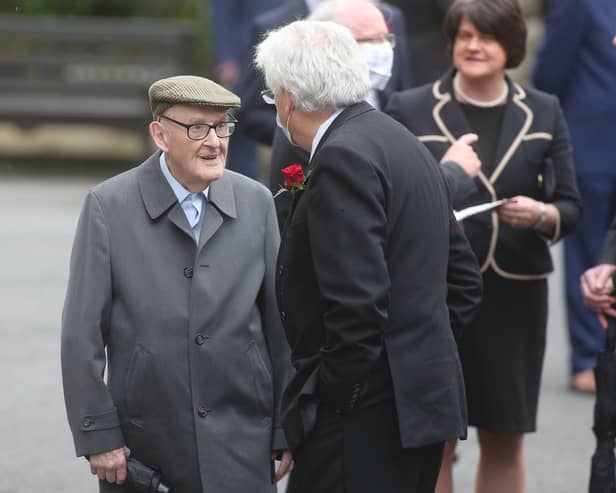 Michael Canavan attending the funeral of the late John Hume in 2020.